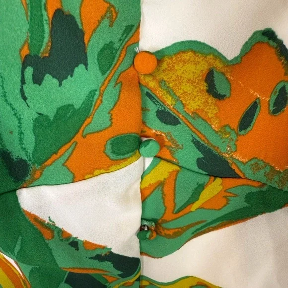 Women’s tropical print pullover dress elastic waist button front detail XL - Picture 6 of 11